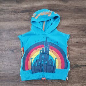 Disney Parks Shirt Hoodie Sleeveless Castle Rainbow Retro Youth‎ XXS Walt Disney